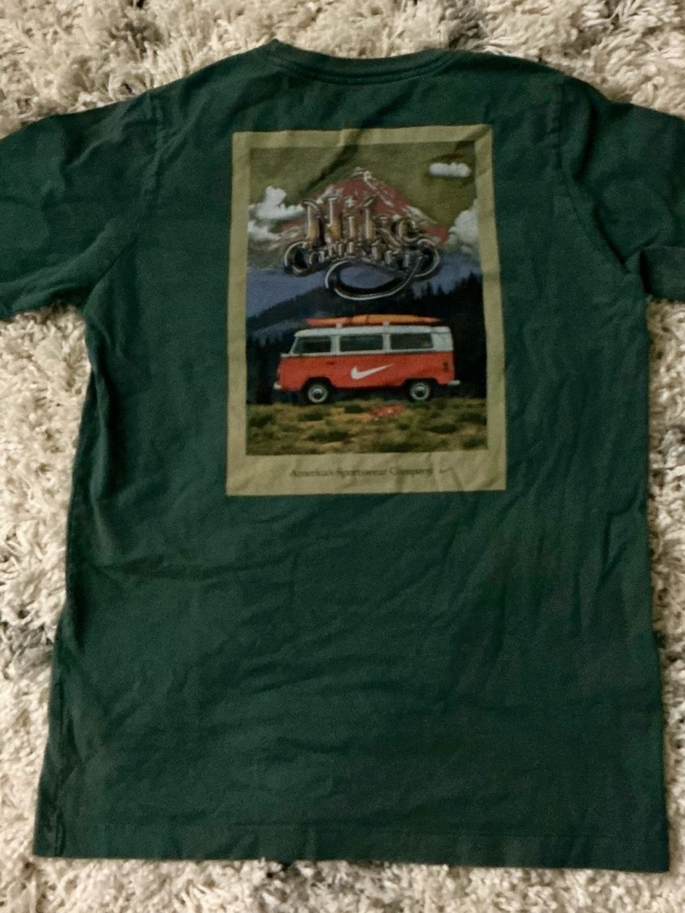 Nike Dark Green Short Sleeve Tee with Orange Camper Graphic